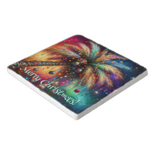 Christmas Palm Tree Tropical Beach Personalized Trivet