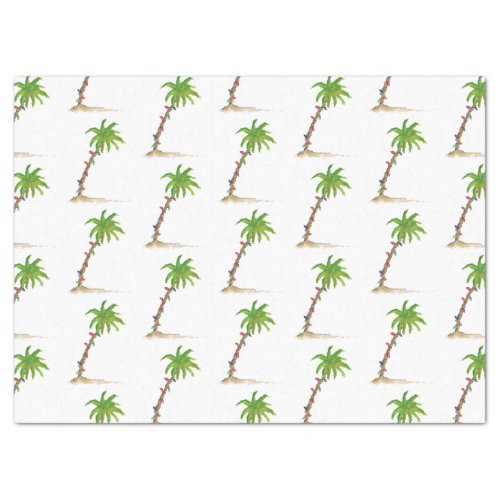 Christmas Palm Tree Tropical Beachy Lights Beach Tissue Paper
