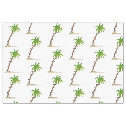 Christmas Palm Tree Tropical Beachy Watercolor  Tissue Paper