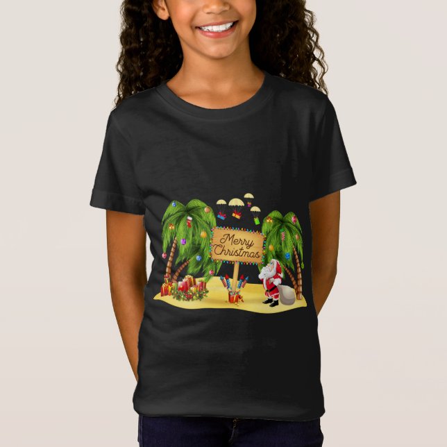 Christmas Palm Tree Tropical Xmas Coconut Lights P T-Shirt (Front)