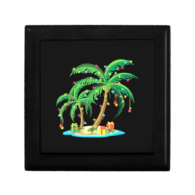 Christmas Palm Tree Tropical Xmas Gift Coconut Box (Front)