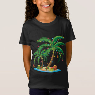 Christmas Palm Tree Tropical Xmas Gift Coconut Lig T-Shirt