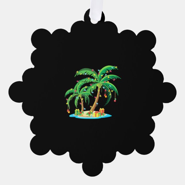 Christmas Palm Tree Tropical Xmas Gift Coconut Ornament Card (Front)