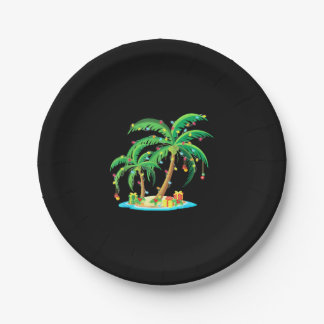 Christmas Palm Tree Tropical Xmas Gift Coconut Paper Plates
