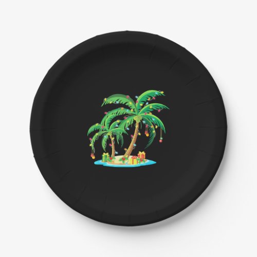 Christmas Palm Tree Tropical Xmas Gift Coconut Paper Plates