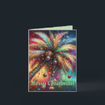 Christmas Palm Tree Tropicalcore Coastal Beach Holiday Card<br><div class="desc">Bring a splash of tropicalcore charm and whimsycore cheer to your holiday greetings with this Palm Tree Christmas Card. Featuring a vivid beach scene with a festive palm tree, it offers a playful twist on traditional holiday imagery. Perfect for those who embrace coastal living aesthetics or want a card that...</div>