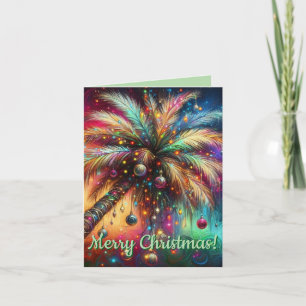 Christmas Palm Tree Tropicalcore Coastal Beach Holiday Card
