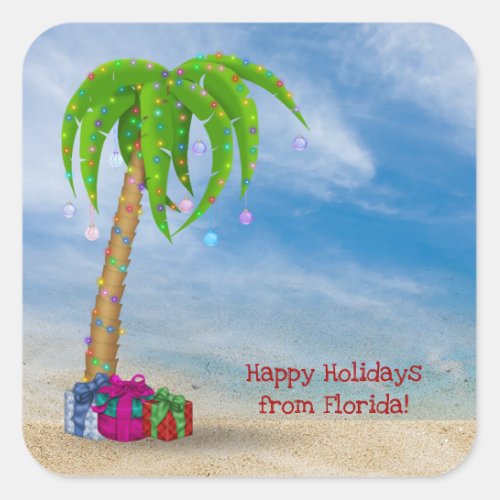 Christmas Palm Tree with gifts Square Sticker