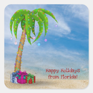 Christmas Palm Tree with gifts Square Sticker