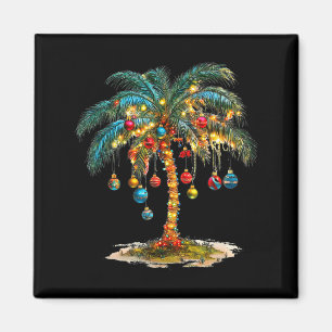 Christmas Palm Tree Women Funny Hawaiian Beach Tro Magnet