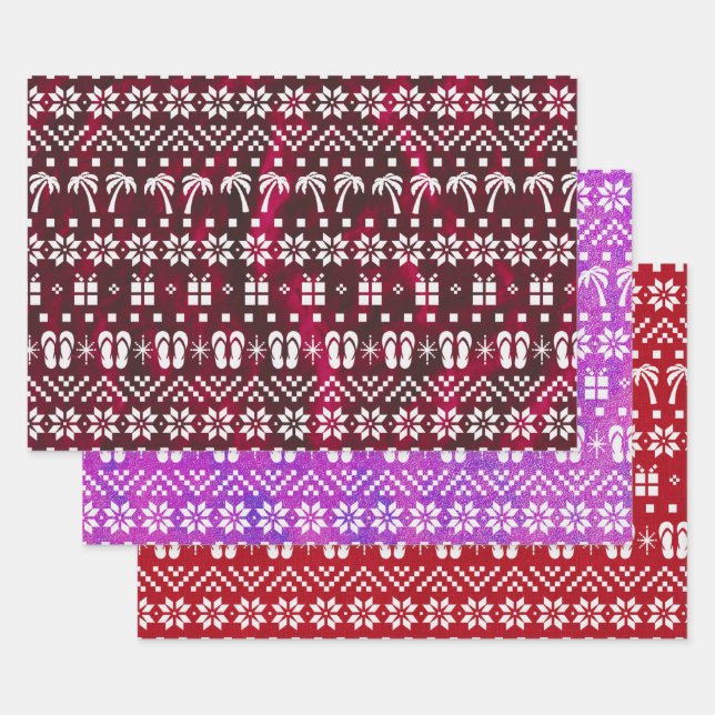 Christmas Palm Trees and Flip Flops Wrapping Paper Sheets (Set)