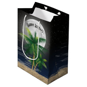 Christmas Palm Trees In Moonlight Medium Gift Bag