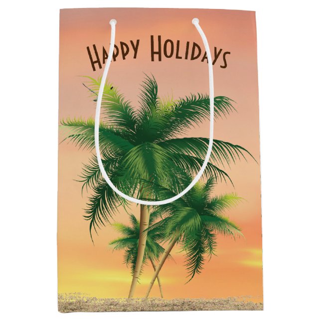 Christmas Palm Trees in Sand Medium Gift Bag (Front)