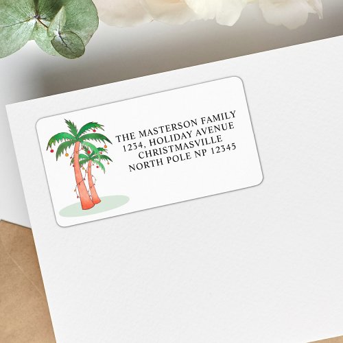 Christmas Palm Trees Return Address  Label