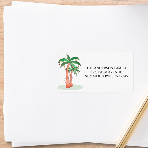 Christmas Palm Trees Return Address  Label