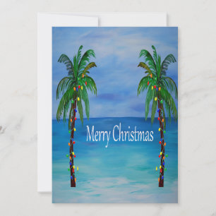 Christmas palm trees tropical Holiday cards. Invitation