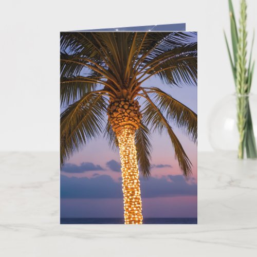 Christmas Palm Trees With Lights Holiday Card