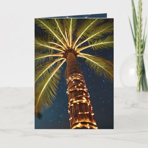 Christmas Palm Trees With Lights Holiday Card