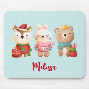 Christmas Pals - Reindeer, Bear & Rabbit Mouse Pad