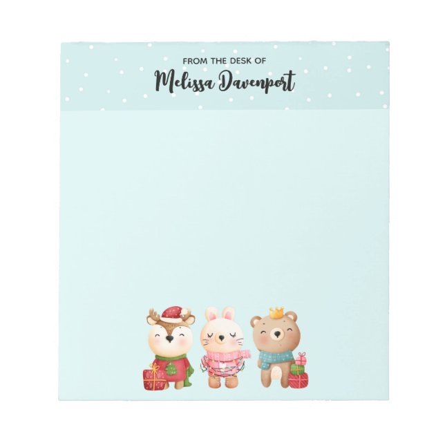 Christmas Pals - Reindeer, Bear & Rabbit Notepad (Front)