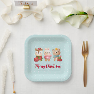 Christmas Pals - Reindeer, Bear & Rabbit Paper Plates