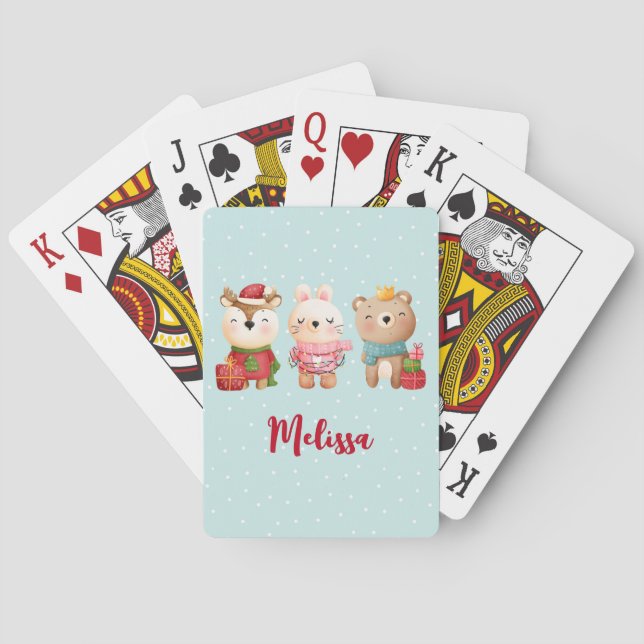 Christmas Pals - Reindeer, Bear & Rabbit Poker Cards (Back)