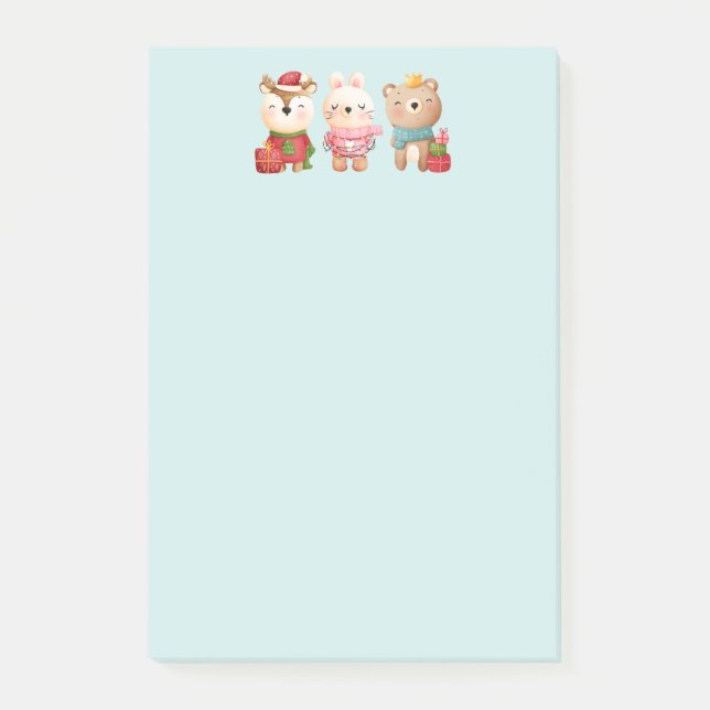 Christmas Pals - Reindeer, Bear & Rabbit Post-it Notes (Front)