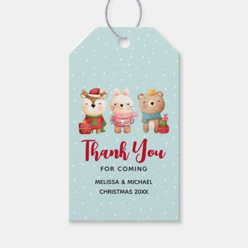 Christmas Pals _ Reindeer Bear  Rabbit Thank You Gift Tags