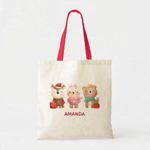Christmas Pals - Reindeer Bear & Rabbit Tote Bag