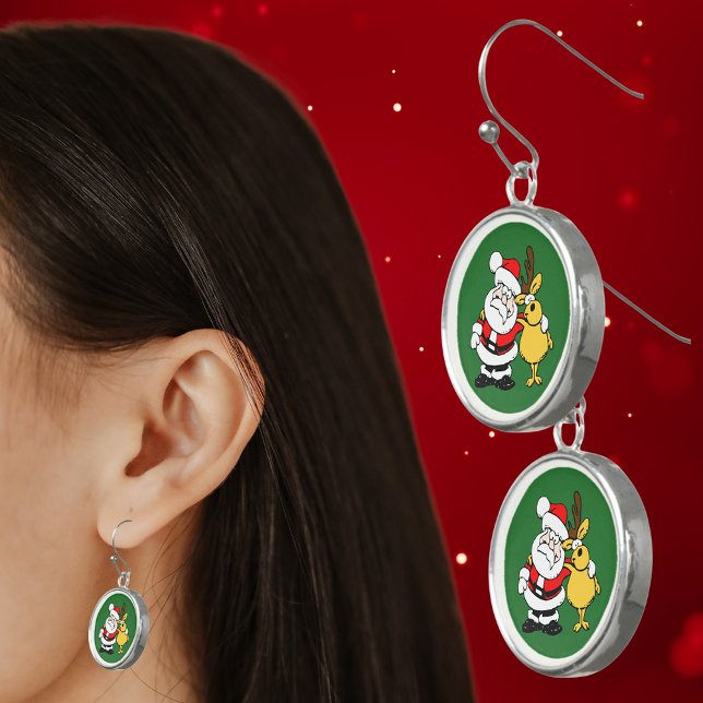 Christmas Pals with Santa and Deer Drop Earrings (Christmas Pals with Santa and Deer Drop Earrings)