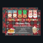Christmas panackes and pajamas party red flannel invitation<br><div class="desc">All text underneath "Pancake & Pajama" are editable.
Theme: Christmas pancakes and pajamas
Occasion: Christmas party,  holiday celebration,  kids birthday,  housewarming
Style: cute,  fun
Colors: red,  green,  grey,  festive colors
Graphics: chalkboard,  red flannel,  pancake,  Christmas pajama,  Santa Claus,  reindeer,  snowman,  hot cocoa,  colorful typography.</div>