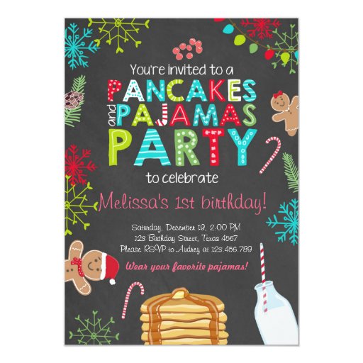 Pancakes And Pajamas Christmas Party Invitations 5