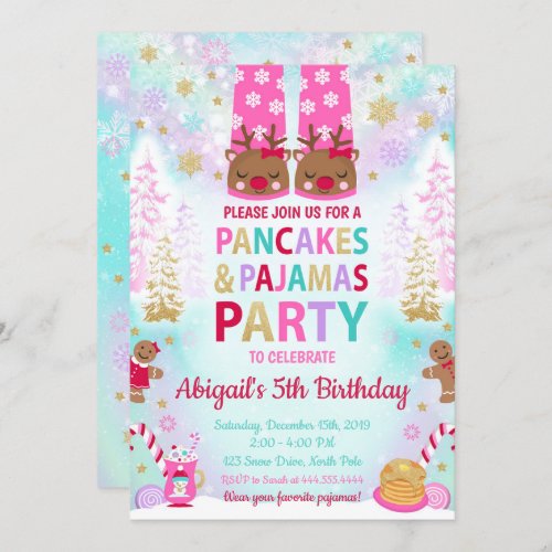 Christmas Pancakes and Pajamas Birthday Invitation