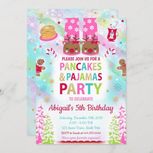 Christmas Pancakes and Pajamas Birthday Invitation