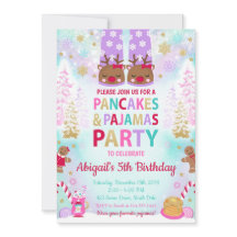 Christmas Pancakes and Pajamas Birthday Invitation