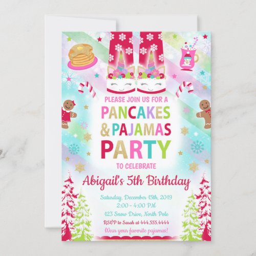 Christmas Pancakes and Pajamas Birthday Invitation