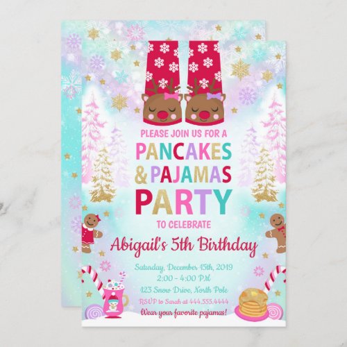 Christmas Pancakes and Pajamas Birthday Invitation