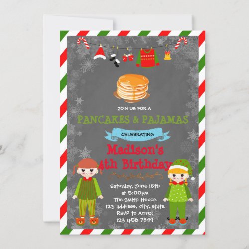 Christmas pancakes and pajamas invitation