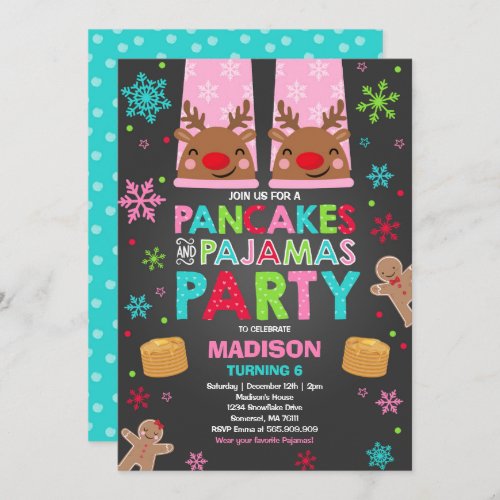 Christmas Pancakes And Pajamas Invitation Rudolf