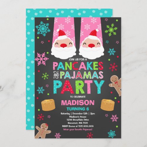 Christmas Pancakes And Pajamas Invitation Santa