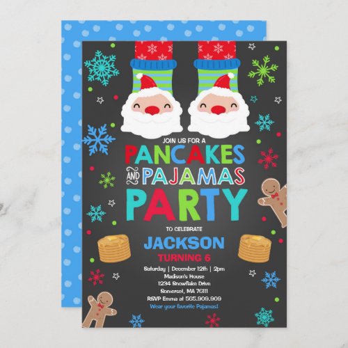 Christmas Pancakes And Pajamas Invitation Santa