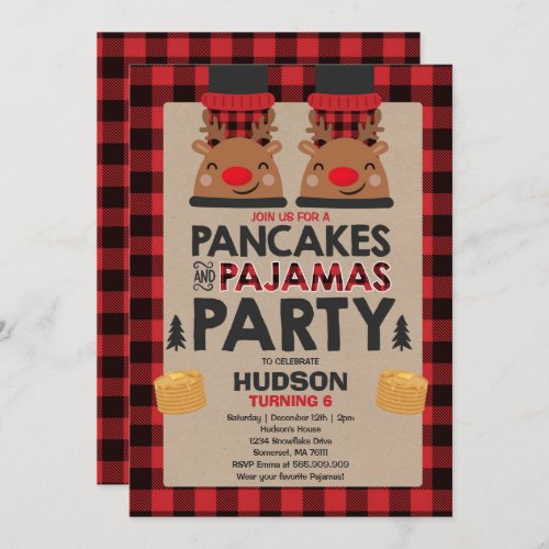 Christmas Pancakes And Pajamas Invite Lumberjack