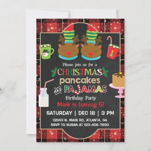 Christmas pancakes and pajamas party invitation