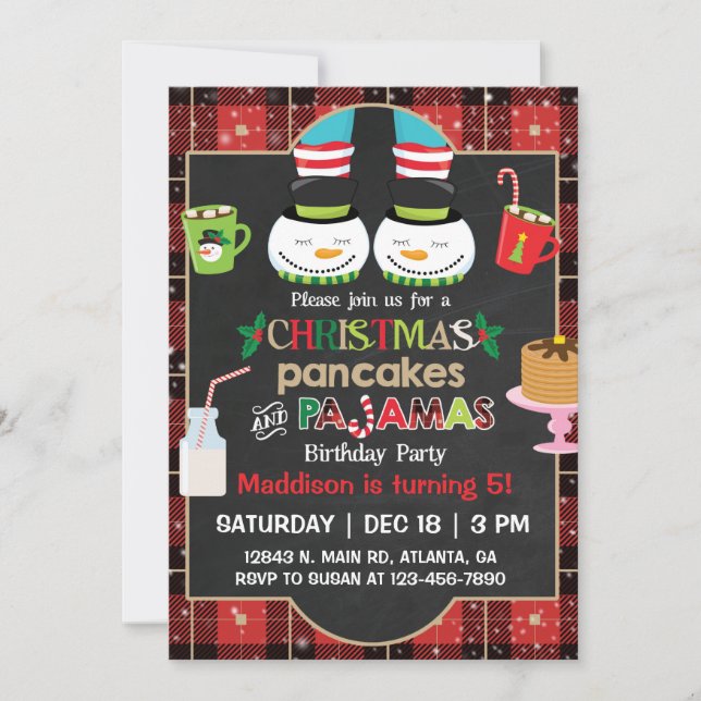 Christmas pancakes and pajamas party. invitation (Front)