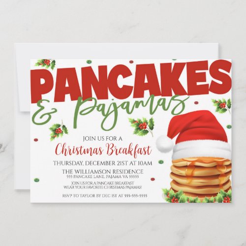Christmas Pancakes And Pajamas Party Invitation