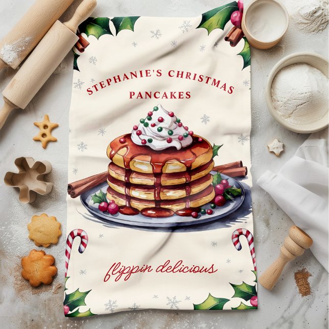 Christmas Pancakes Flippin' Delicious Personalized Kitchen Towel (Creator Uploaded)