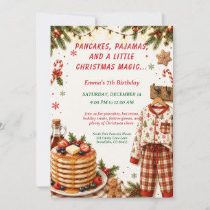 Christmas Pancakes & Pajamas Birthday Party Invitation