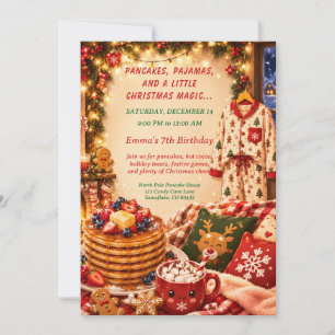 Christmas Pancakes & Pajamas Birthday Party Invitation