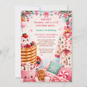 Christmas Pancakes & Pajamas Birthday Party Invitation