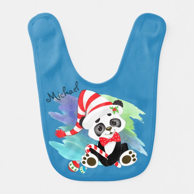 Christmas Panda Bear Baby Bib (Front)